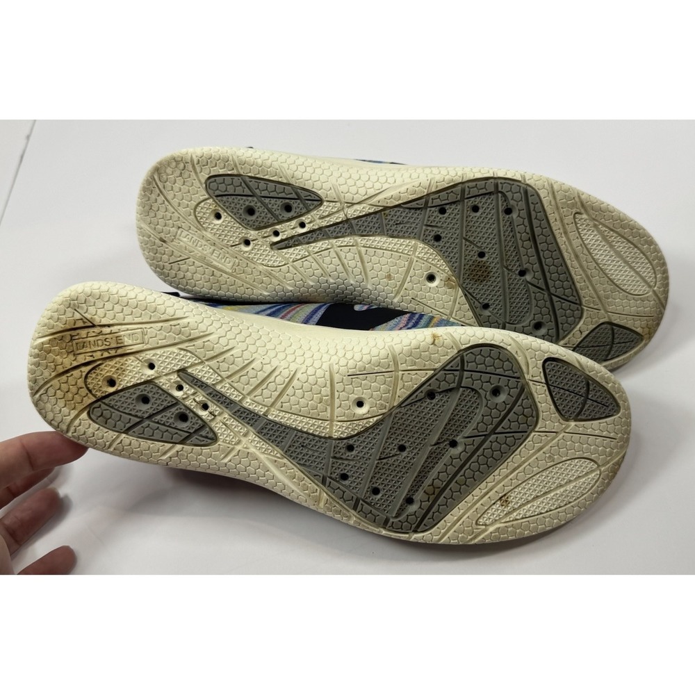 Lands' End Water Shoes Women's 7.5 Navy Striped Quick Dry Drain Sole Beach Wear - Picture 9 of 10
